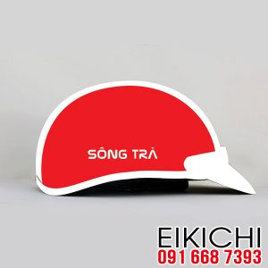In logo lên nón bảo hiểm quảng cáo theo yêu cầu làm quà tặng khách hàng